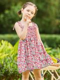 Kids Girls Fish Scale Print Tie Up Sling Midi Dress GYMF-092