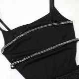 Hot Drill See Through Mesh Split Maxi Dress CYA-901122