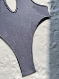 Solid Color Hollow Out One Piece Swimsuit CASF-6646