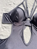 Solid Color Hollow Out One Piece Swimsuit CASF-6646