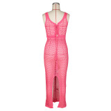 Lace-up Mesh Knit Beach Maxi Dress ZSD-0311