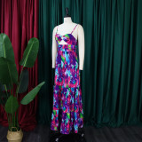 Plus Size Sexy Print Sling Big Swing Maxi Dress GCZF-8465