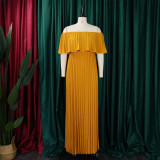 One Neck Off Shoulder Solid Slim Maxi Dress GCZF-8514