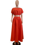 Lantern Sleeve High Waist Princess Skirt Two Piece Set QODY-6023