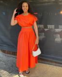 Lantern Sleeve High Waist Princess Skirt Two Piece Set QODY-6023