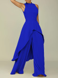Sleeveless Irregular Top Wide Leg Pants Two Piece Set GCZF-8556