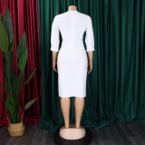 Fashion Solid Color Half Sleeve Pencil Dress GCZF-D387-C1