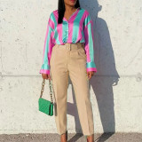 High Waist Belt Casual Small Leg Suit Pants GCZF-P01A-C1