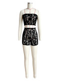 Sexy Lace Wrap Chest Shorts Two Piece Set CH-24018