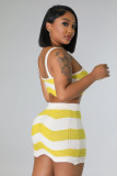 Stripe Contrast Color Knits Two Piece Skirts Set GDYF-6689