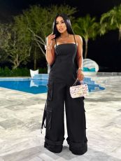 Casual Solid Color Loose Wide Leg Jumpsuit ZSD-0665
