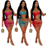 Sexy Sleeveless See Through Hot Drill Mini Dress CYA-901132