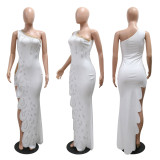Slash Shoulder Irregular Hot Drill Long Dress CYA-901146