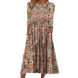 Casual Half Sleeve O Neck Print Dress GYSM-W0527
