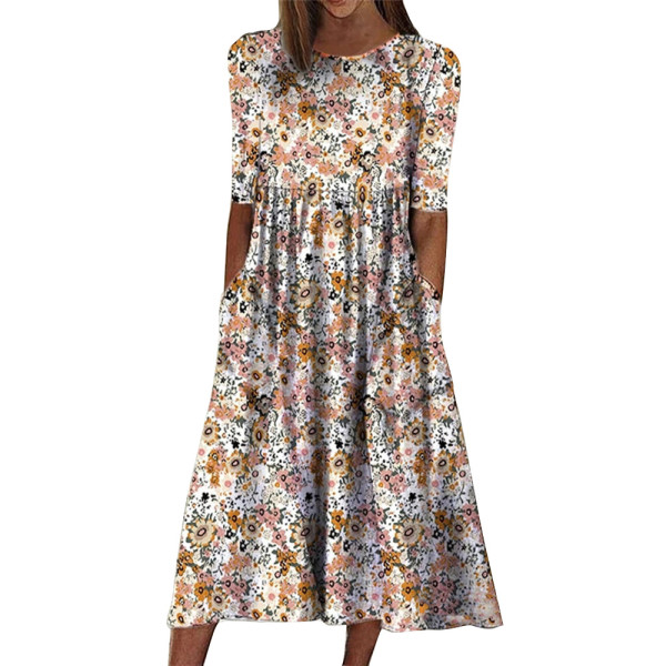 Casual Half Sleeve O Neck Print Dress GYSM-W0527