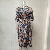 Casual Half Sleeve O Neck Print Dress GYSM-W0527