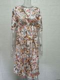 Casual Half Sleeve O Neck Print Dress GYSM-W0527