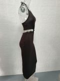Sexy Solid Color Backless Halter Maxi Dress GYSM-W0512