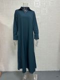 Solid Color V Neck Loose Long Dress GYSM-W0724