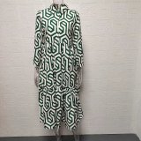 Long Sleeve Print Lapel Shirt Dress GYSM-W0515