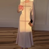 Solid Color Flare Sleeve Slim Maxi Dress GYSM-W0744
