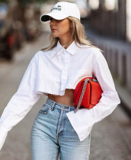 Long Sleeve Solid Color Short Shirt GYSM-W0306