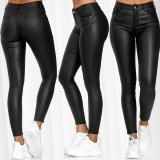 Solid Color PU Leather Pencil Pant GYSM-W0313