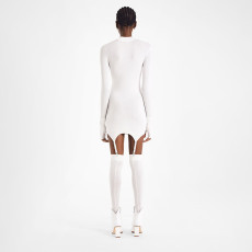 Solid Long Sleeve Sexy Buckle Sock Dress Two Piece Set GYSM-W0316