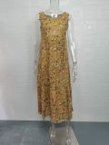 Plus Size Fashion Sleeveless O Neck Print Dress GYSM-W0094