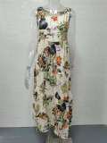 Plus Size Fashion Sleeveless O Neck Print Dress GYSM-W0094