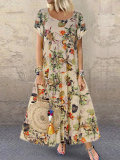 Plus Size Fashion Sleeveless O Neck Print Dress GYSM-W0094
