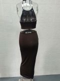 Sexy Solid Color Backless Halter Maxi Dress GYSM-W0512
