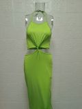 Sexy Solid Color Backless Halter Maxi Dress GYSM-W0512