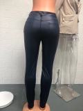 Solid Color PU Leather Pencil Pant GYSM-W0313