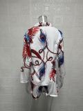 Print Long Sleeve Shirt Two Piece Shorts Set GYSM-W0553