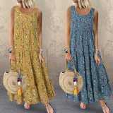 Plus Size Fashion Sleeveless O Neck Print Dress GYSM-W0094