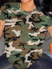 Camouflage Print Short Sleeve T Shirt SH-391135