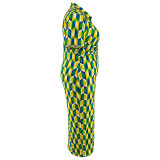Plus Size Plaid Print Lapel Midi Dress GDAM-218389