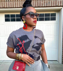Short Sleeve Print Loose T Shirt BGN-345
