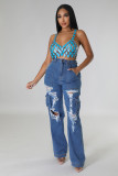 Loose High-waisted Holes Jeans LX-6975