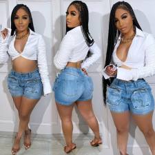 Fashion Washed Denim Slim Short NYF-8168