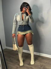 Vintage Aged Sexy Zipper Denim Culottes QXTF-82053