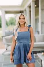 Casual Sling Loose Denim Midi Dress GYAN-3247