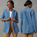Fashion Washed Blue Denim Blazer GYAN-32137