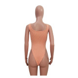 Solid Color Bodysuit Sport Two Piece Skirt Set TR-1310