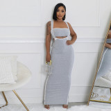 Solid Color Sleeveless Sling Split Maxi Dress CYA-901205