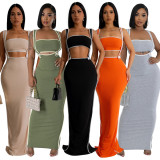 Solid Color Sleeveless Sling Split Maxi Dress CYA-901205