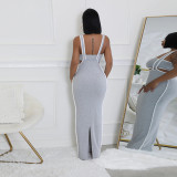 Solid Color Sleeveless Sling Split Maxi Dress CYA-901205