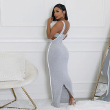 Solid Color Sleeveless Sling Split Maxi Dress CYA-901205