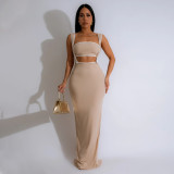 Solid Color Sleeveless Sling Split Maxi Dress CYA-901205